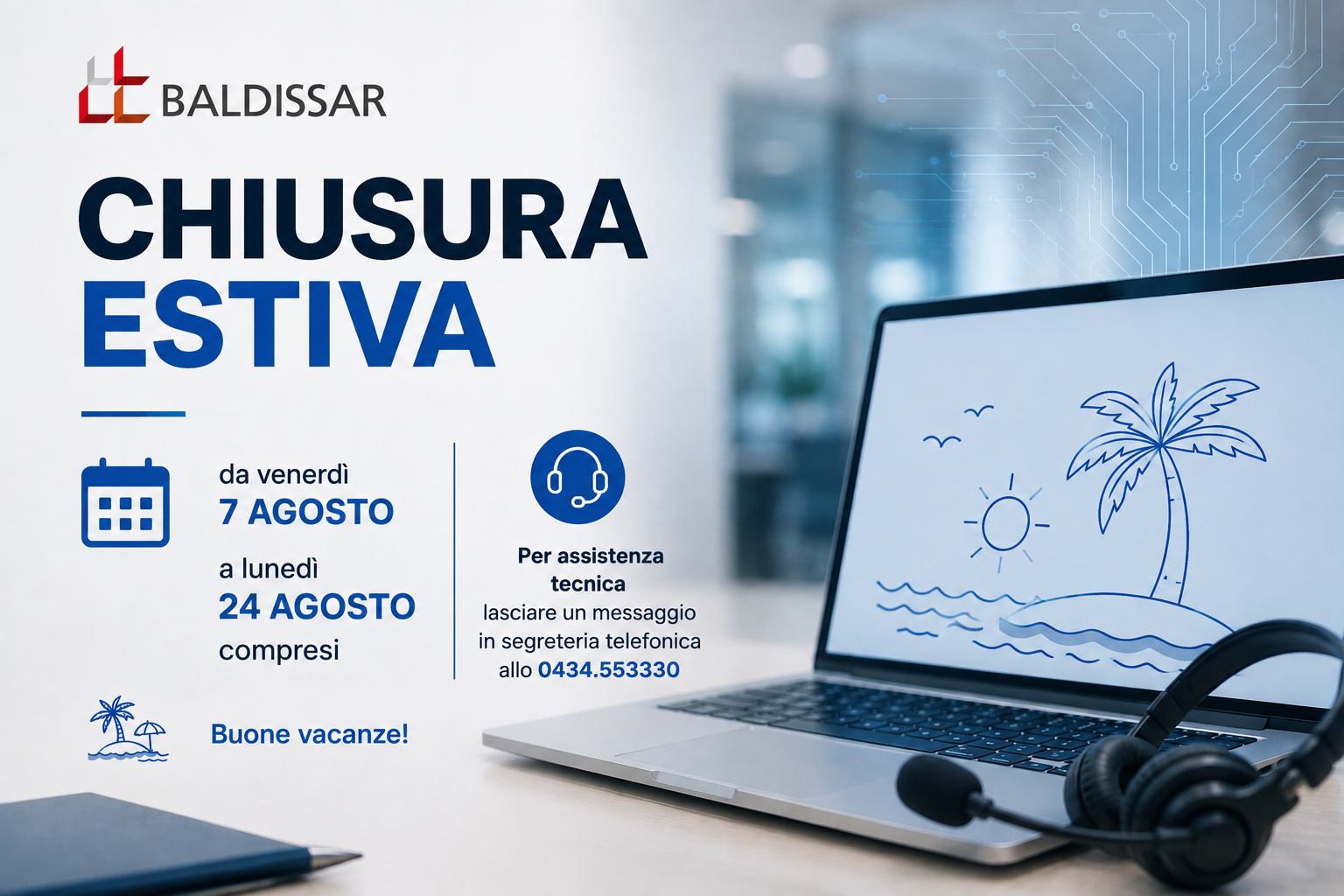 Chiusura estiva Baldissar SpA 2026 Chiusura estiva Baldissar SpA 2026